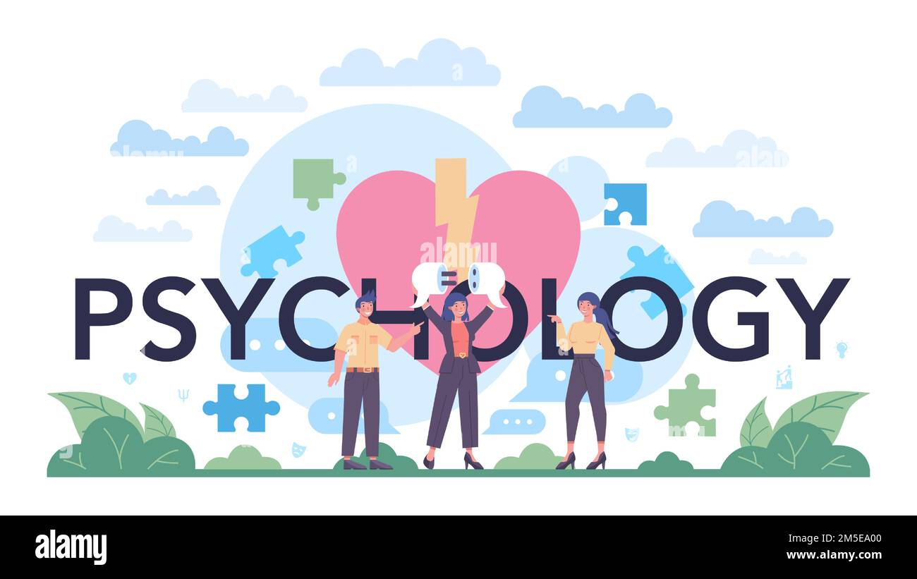 Psychology typographic header. Mental health diagnostic. Doctor
