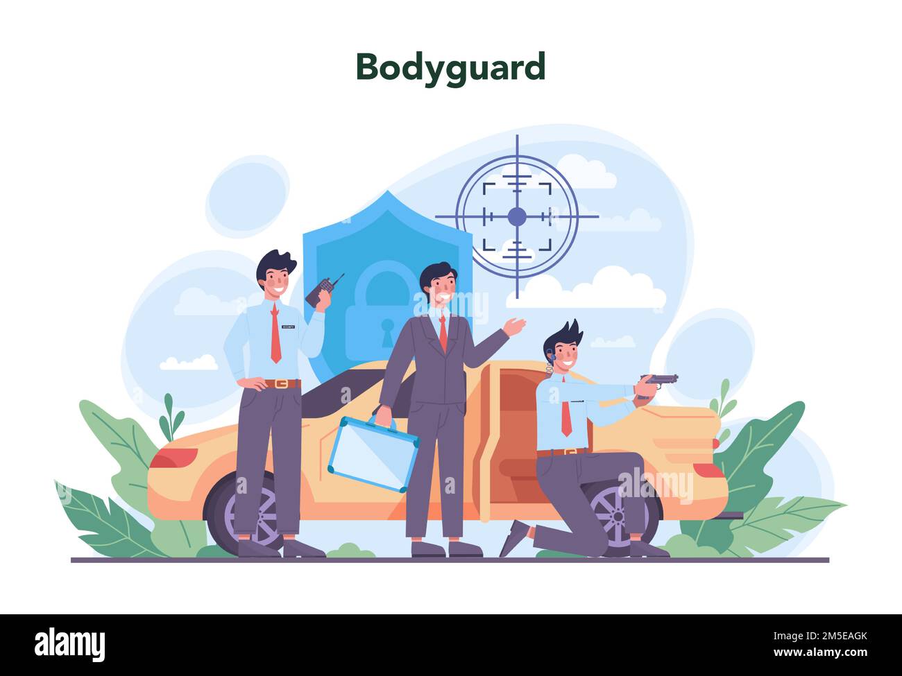 Security guard concept set. Surveillance and ptrotection idea