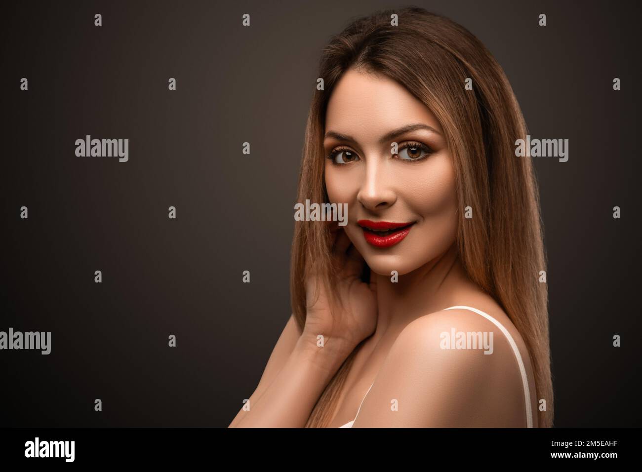 Beautiful elegant woman. Clear skin. SPA concept. Natural beauty. Stylish model Stock Photo