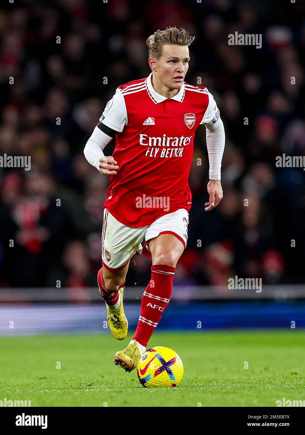 Arsenal&rsquo;s Martin Odegaard in action during the Premier League match at