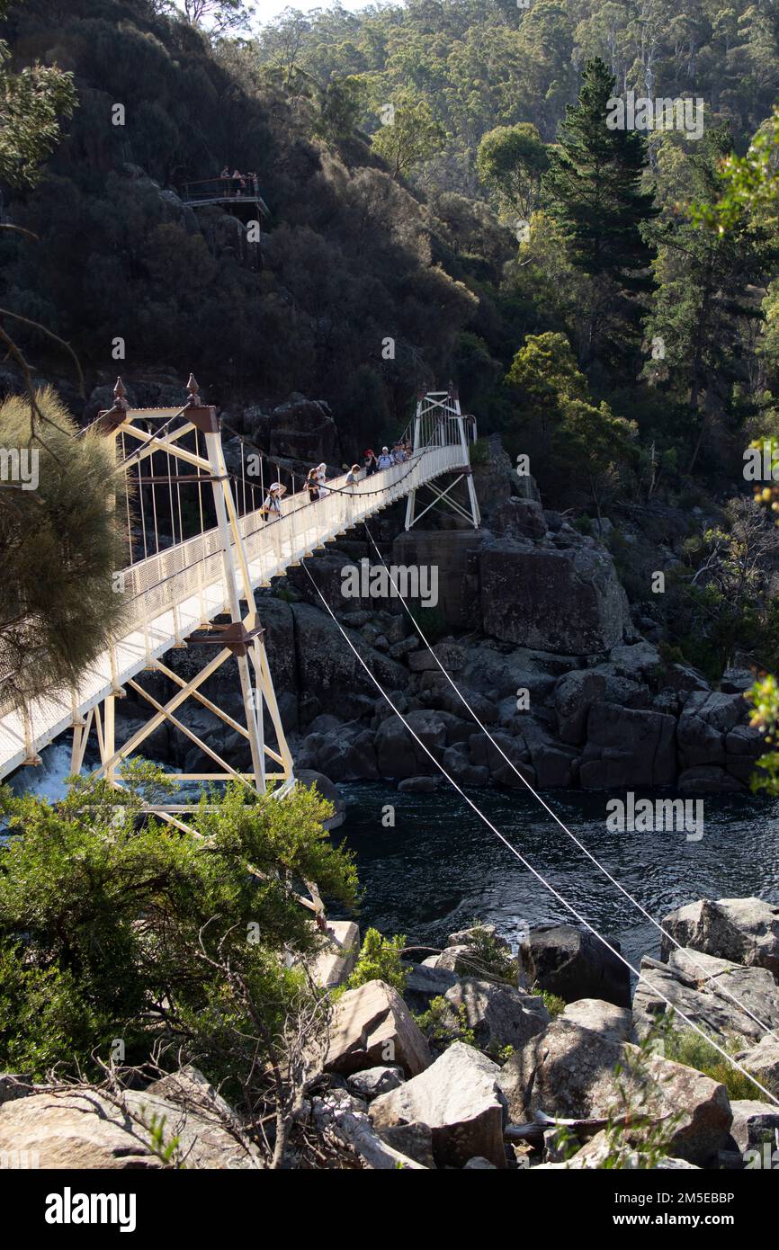 lexandra Suspension Bridge, Launceston, Tasmania, Australia. This stretches over the South Esk River Stock Photo