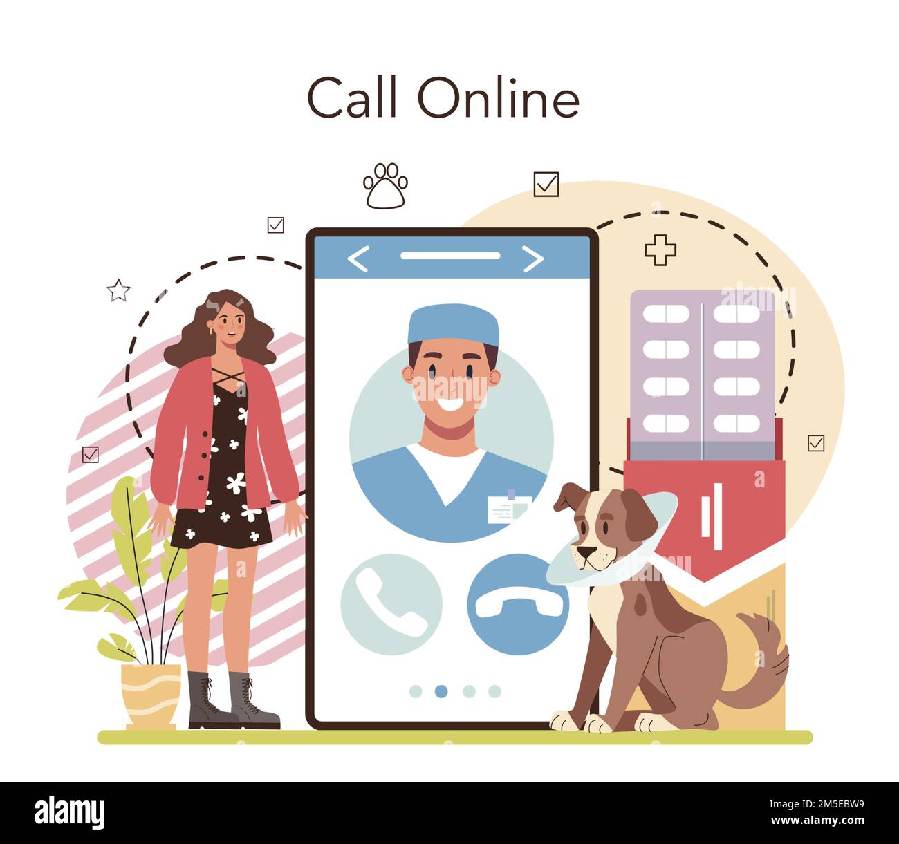 Pet veterinarian online service or platform. Veterinary doctor checking