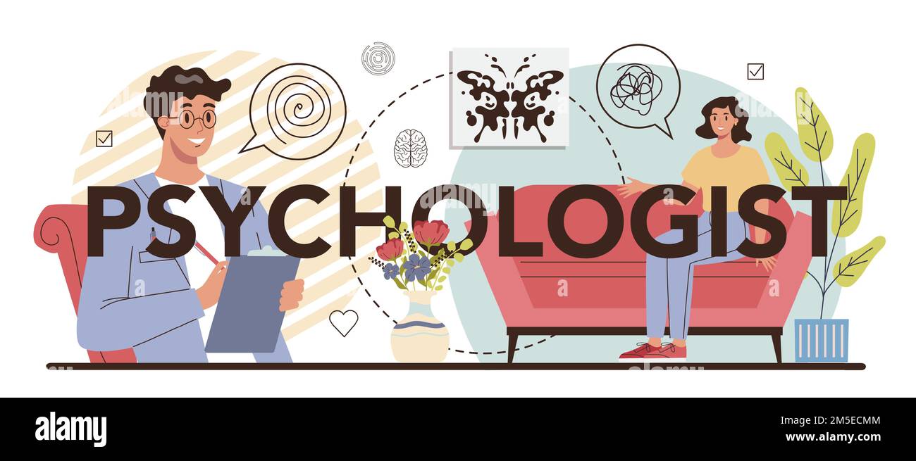 Psychologist typographic header. Mental health diagnostic. Doctor