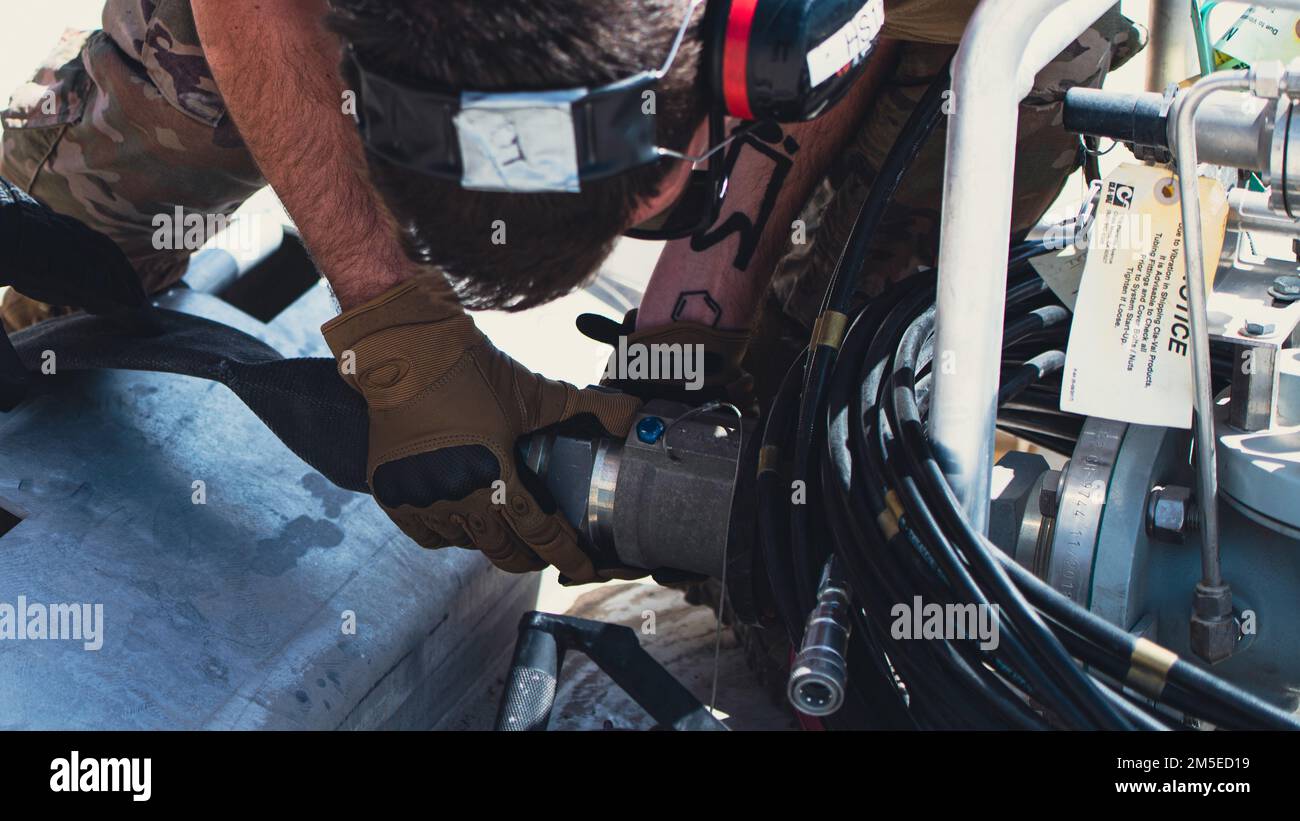 U.S. Airmen assigned to the 379th Expeditionary Logistics Readiness