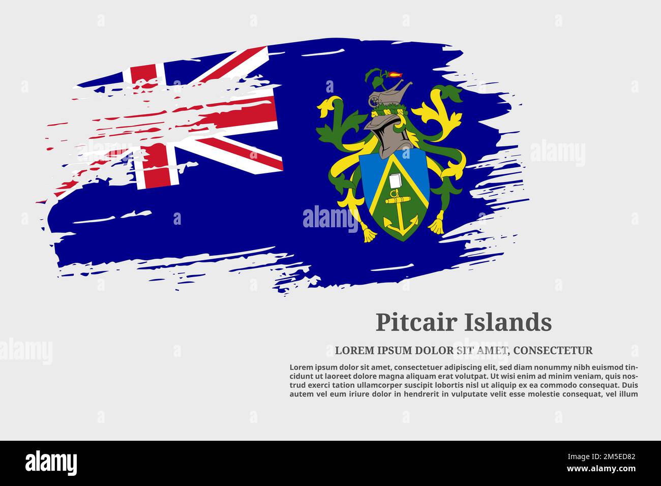 Pitcairn Islands flag grunge brush and text poster, vector Stock Vector