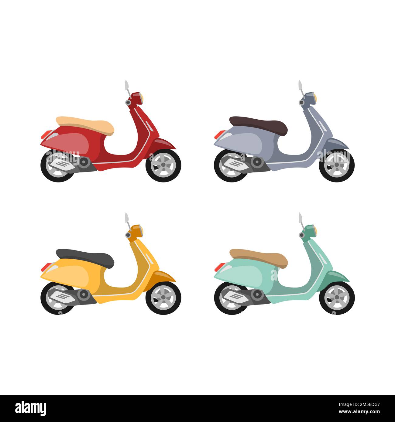 Colorful scooter set. Isolated motor vehicle for city driving Stock ...