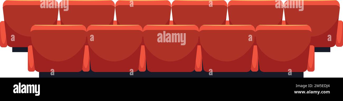 Red theater chairs rear view. Cartoon empty auditorium Stock Vector ...