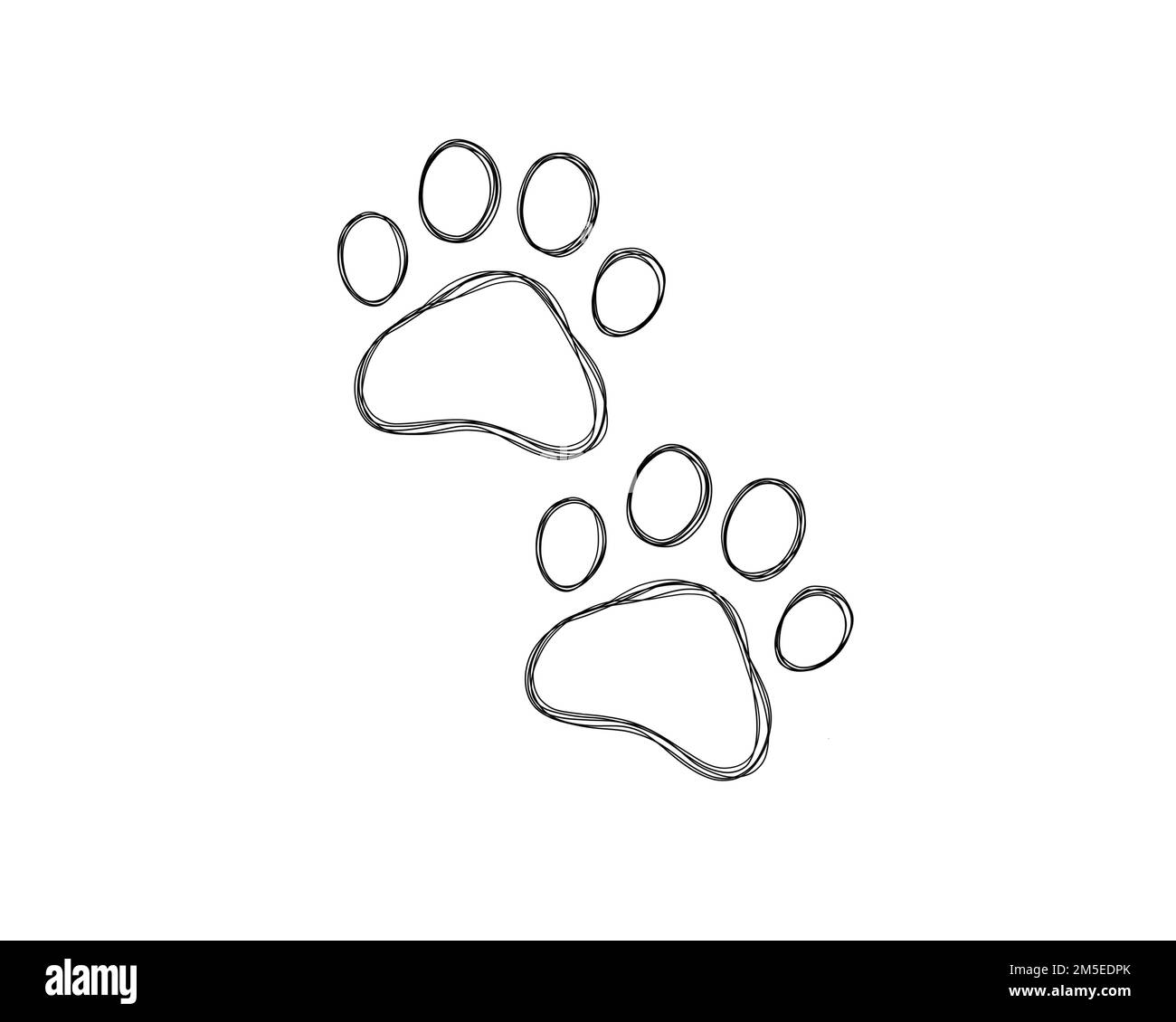 dog-footprints-line-art-print-love-for-a-pet-paw-doodle-illustration