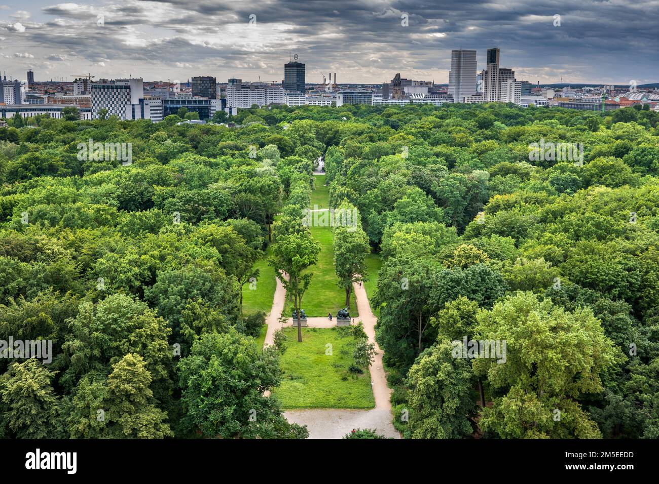 Berlin, Germany, Fasanerieallee alley in Tiergarten Park, aerial view. Stock Photo