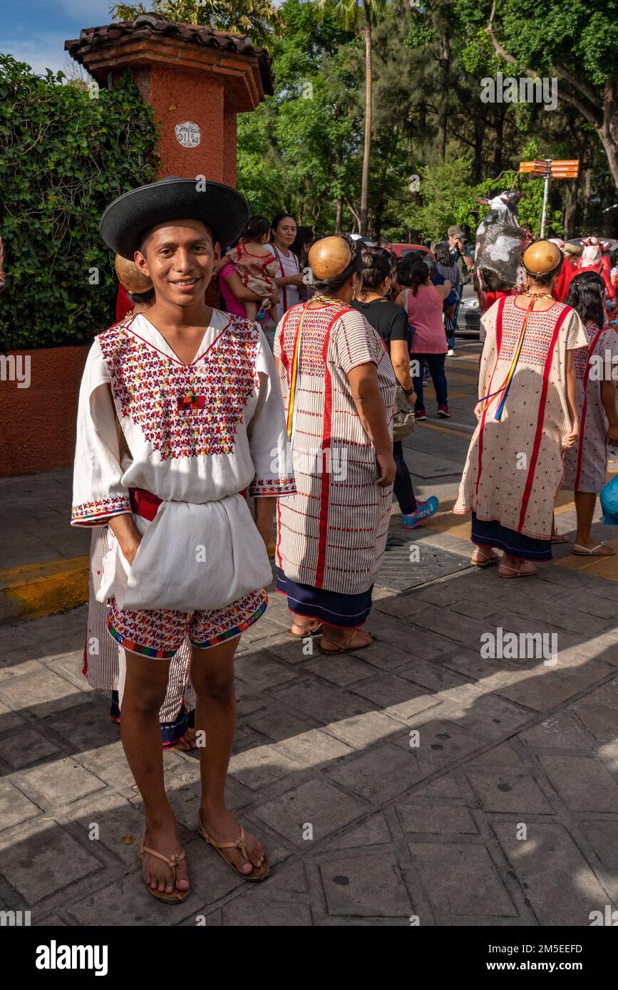 Dancers in traditional dress from Santa Maria Zacatepec in a