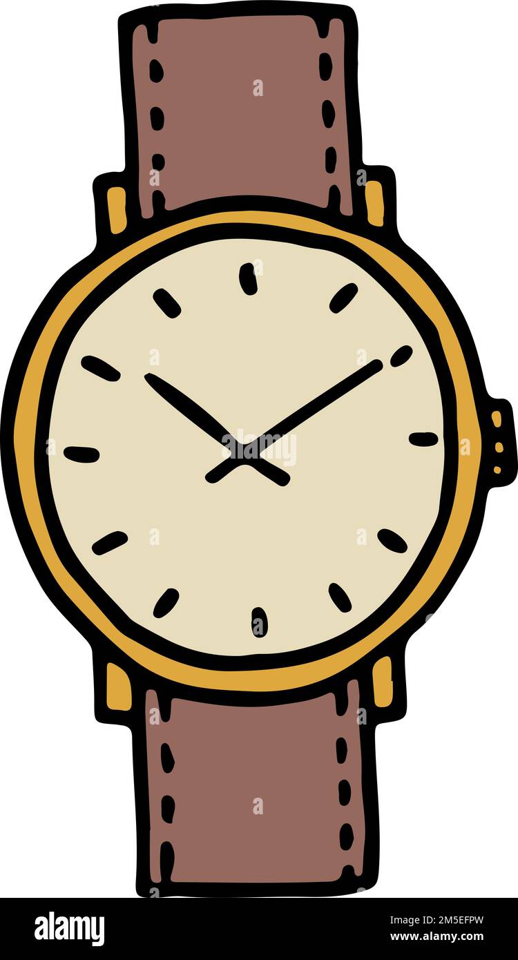 Vintage wrist watch icon. Retro hand clock Stock Vector