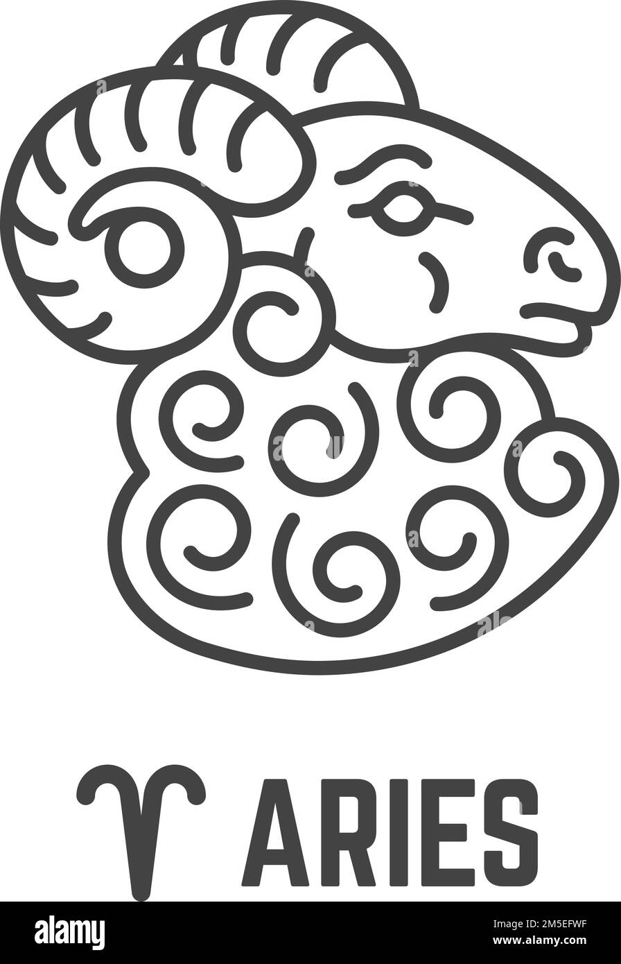 Aries line icon. Black zodiac esoteric sign Stock Vector Image & Art
