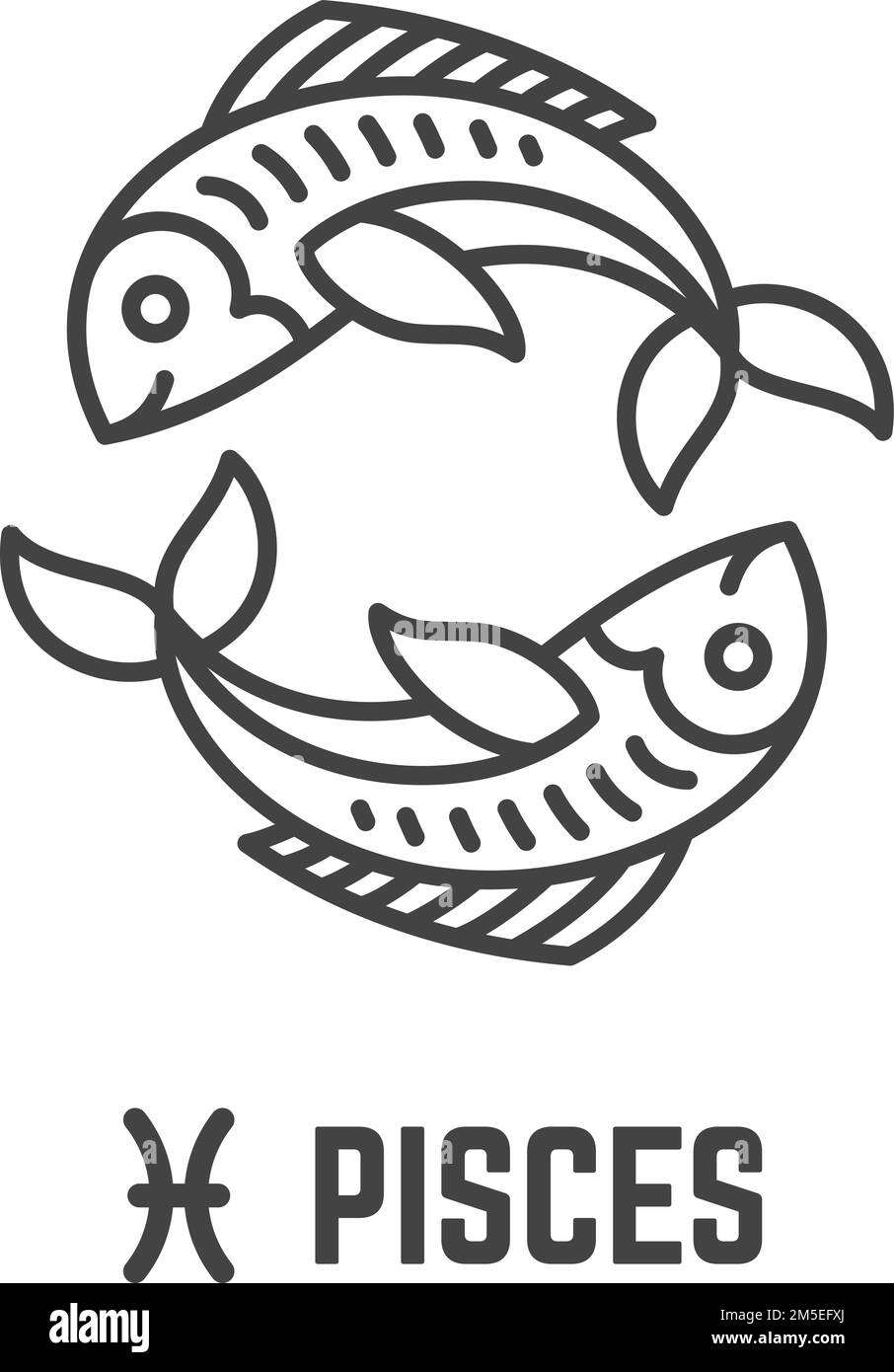 Pisces sign. Astrology symbol. Black line icon Stock Vector Image & Art