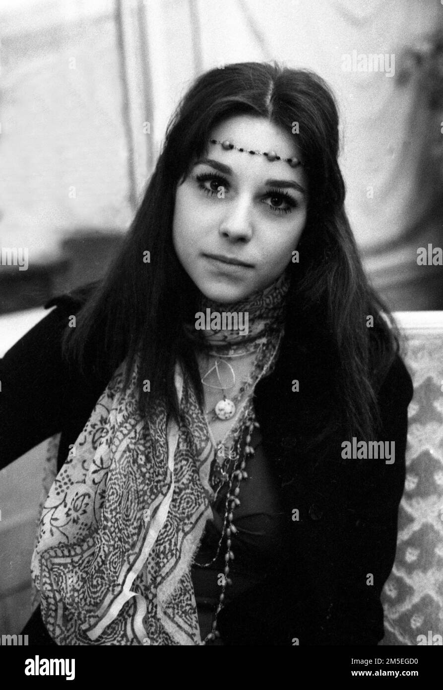 Photo by Tony Henshaw A young woman looking very much a hippy c1970 Photo by Tony Henshaw Stock Photo