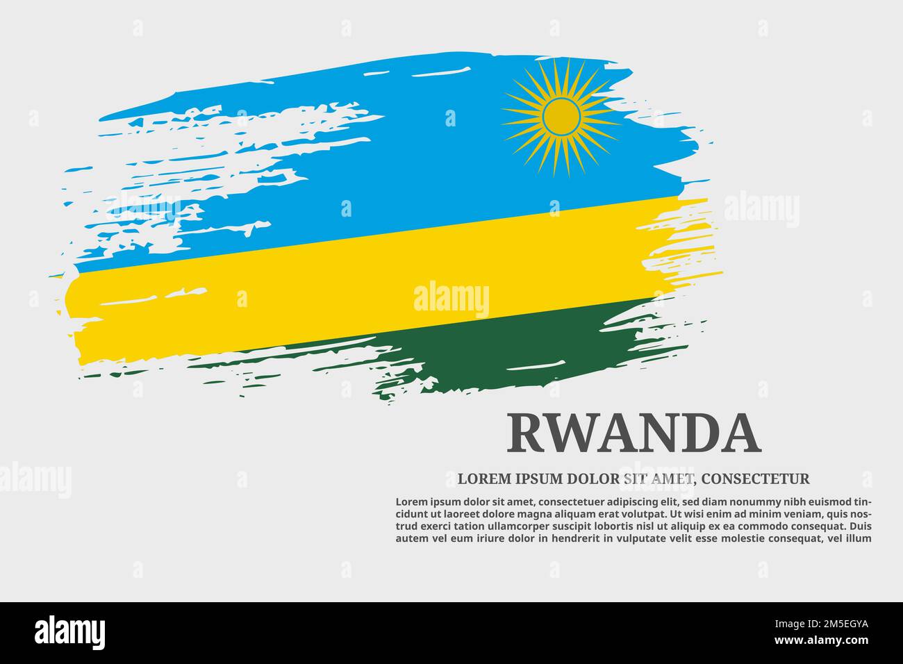 Rwanda flag grunge brush and text poster, vector Stock Vector
