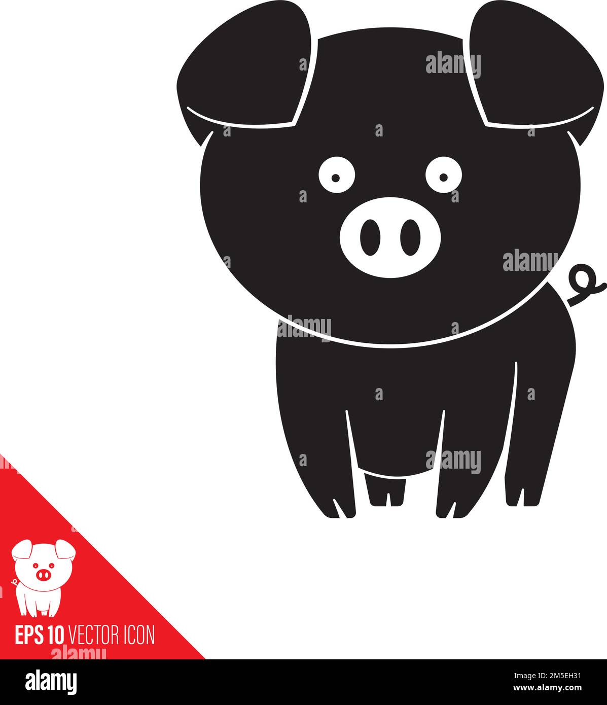 Piglet vector line icon. Agriculture and farm animal outline symbol. Stock Vector