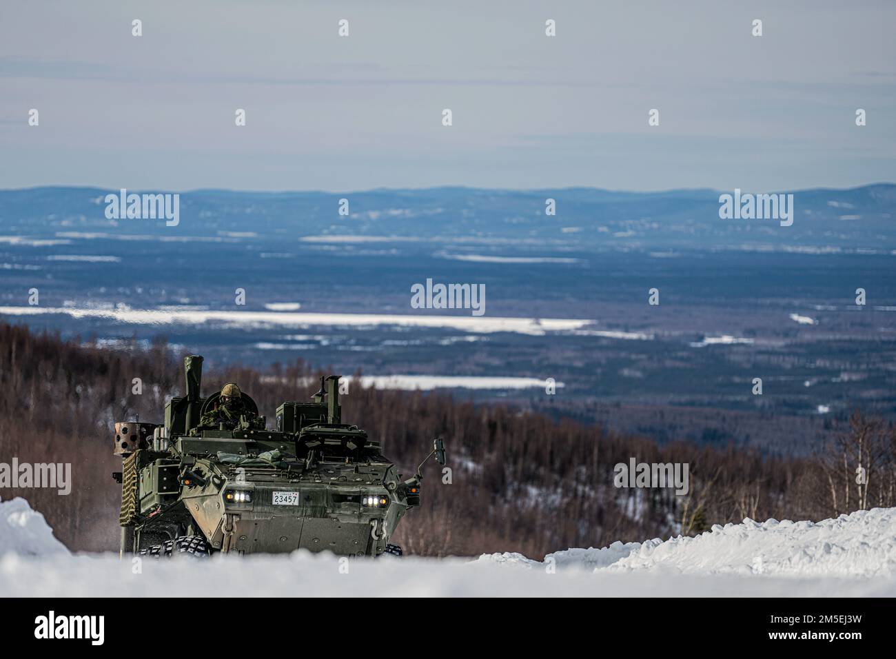 A component of a Canadian medium range radar (MRR) assembly travels to