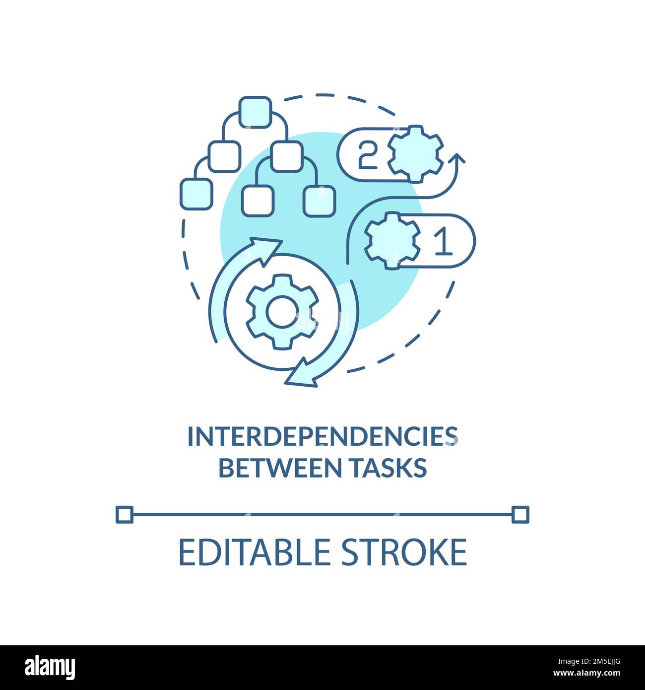 Interdependencies between tasks turquoise concept icon Stock Vector