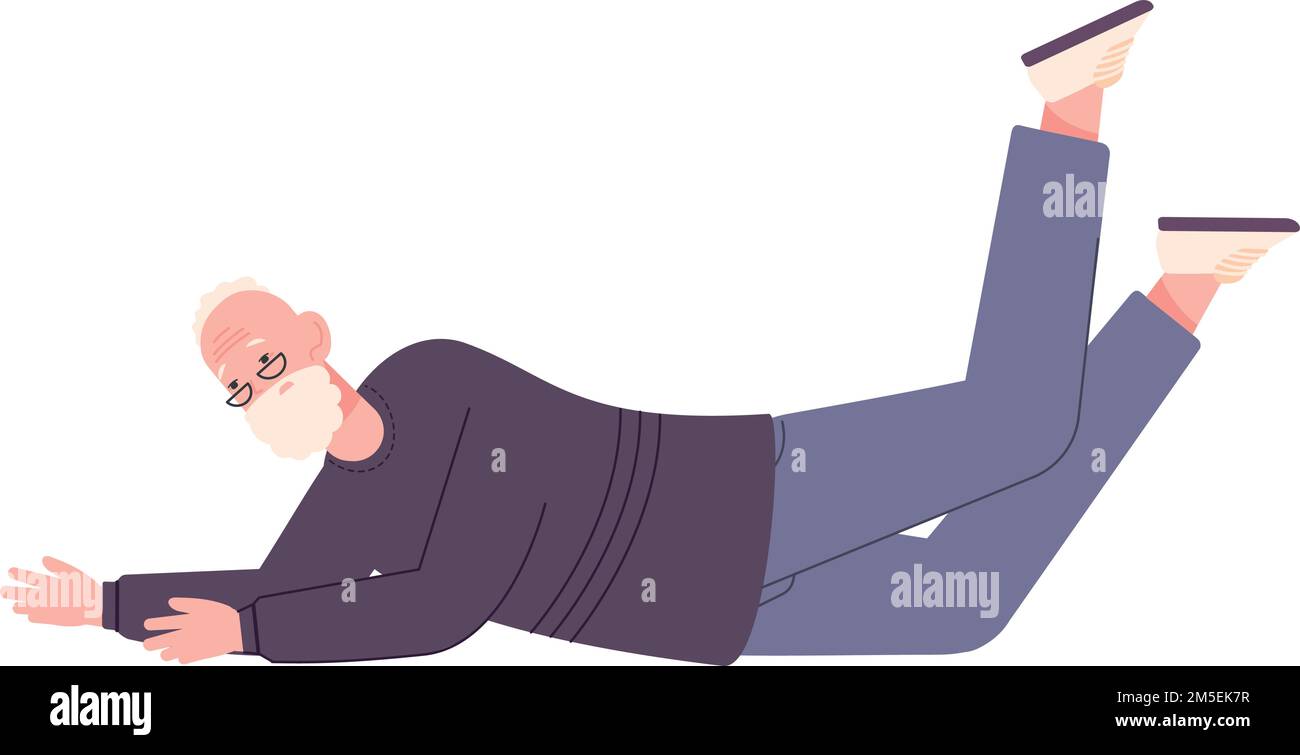 Elderly person fall down after slipping. Fracture risk isolated on ...