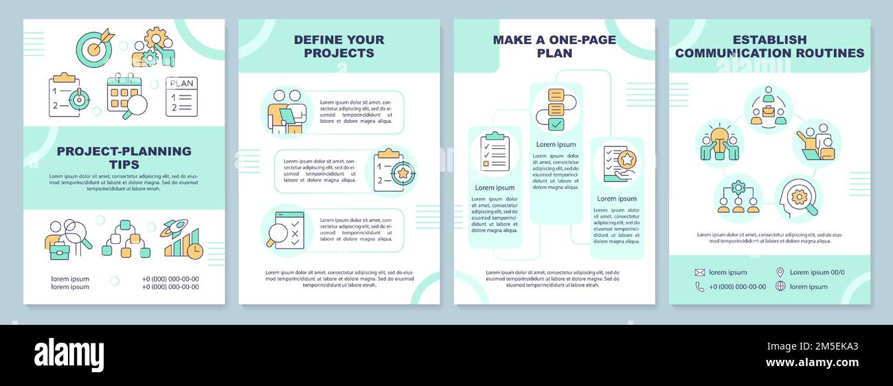Project planning tips green brochure template Stock Vector Image & Art