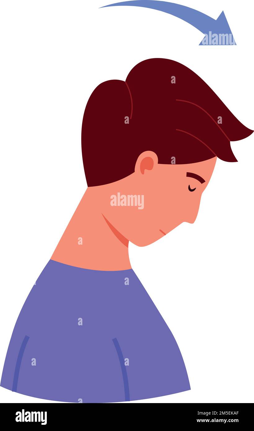 Head bend forward exercise. Neck stretching relaxation isolated on