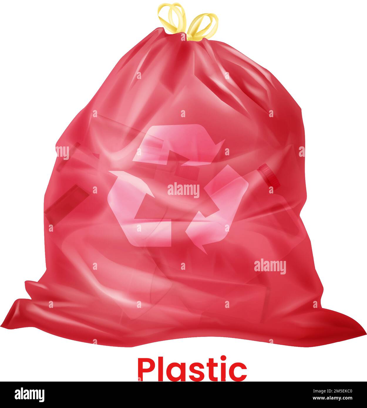 Plastic litter bag. Garbage recycling. Sorted trash isolated on white