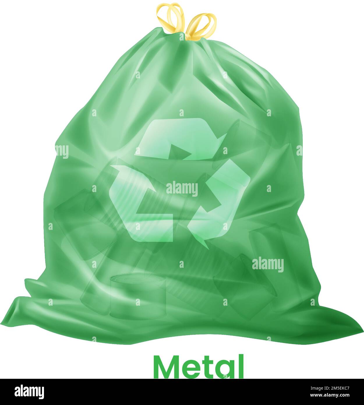 Metal junk bag. Trash recycle. Sorted litter isolated on white