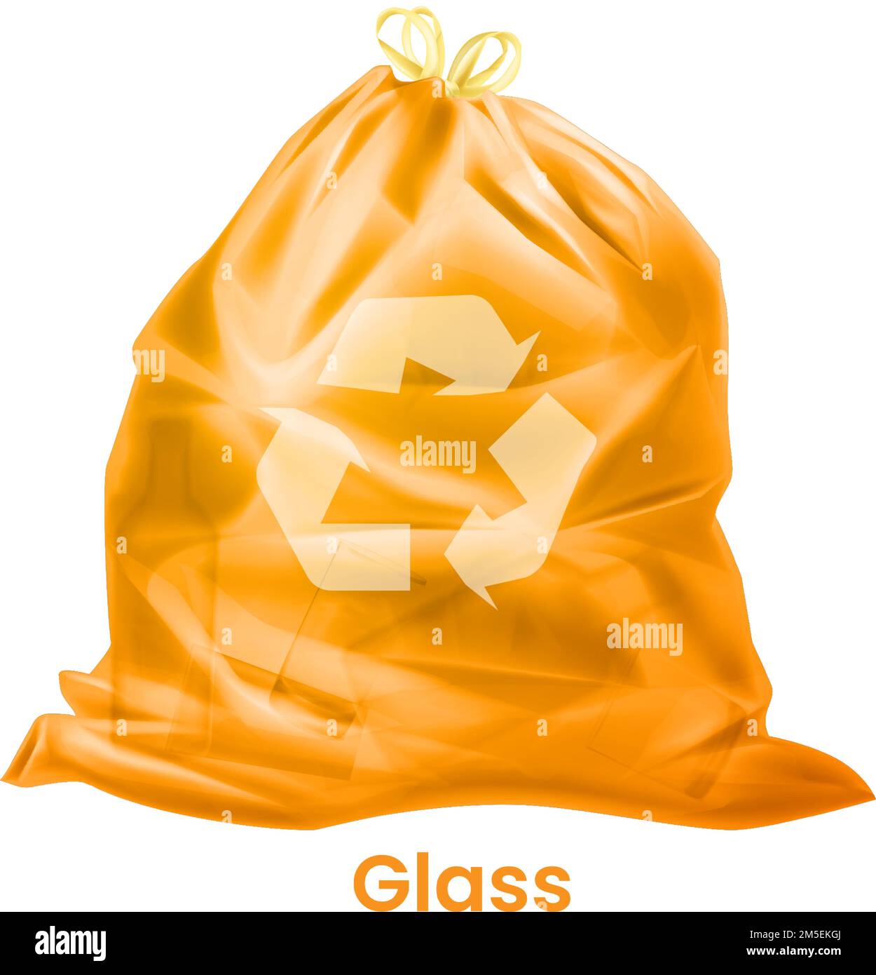 Glass waste bag. Recycling trash. Realistic garbage package isolated on