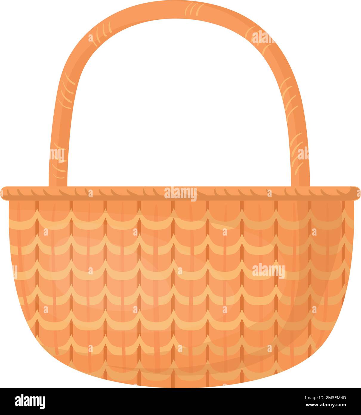 Picnic basket icon. Cartoon empty handmade wicker isolated on white ...
