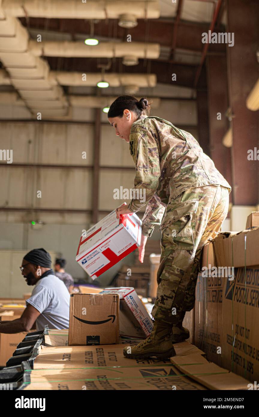 U.S. Army Specialist Lauren Lozada, a postal clerk with the Joint