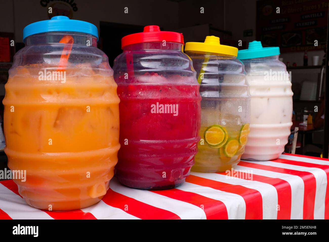 Typical beverages on sale, Merida Mexico Stock Photo Alamy