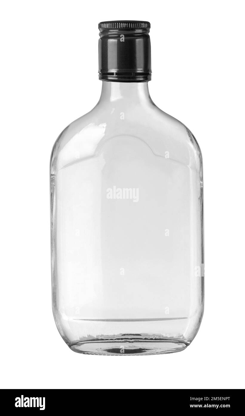 Empty glass flask isolated on white background with clipping path Stock