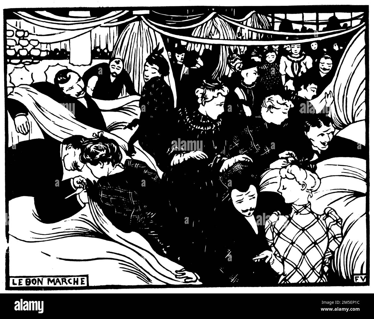 Le Bon Marche by Félix Emile-Jean Vallotton (1865-1925), woodcut, 1893 Stock Photo