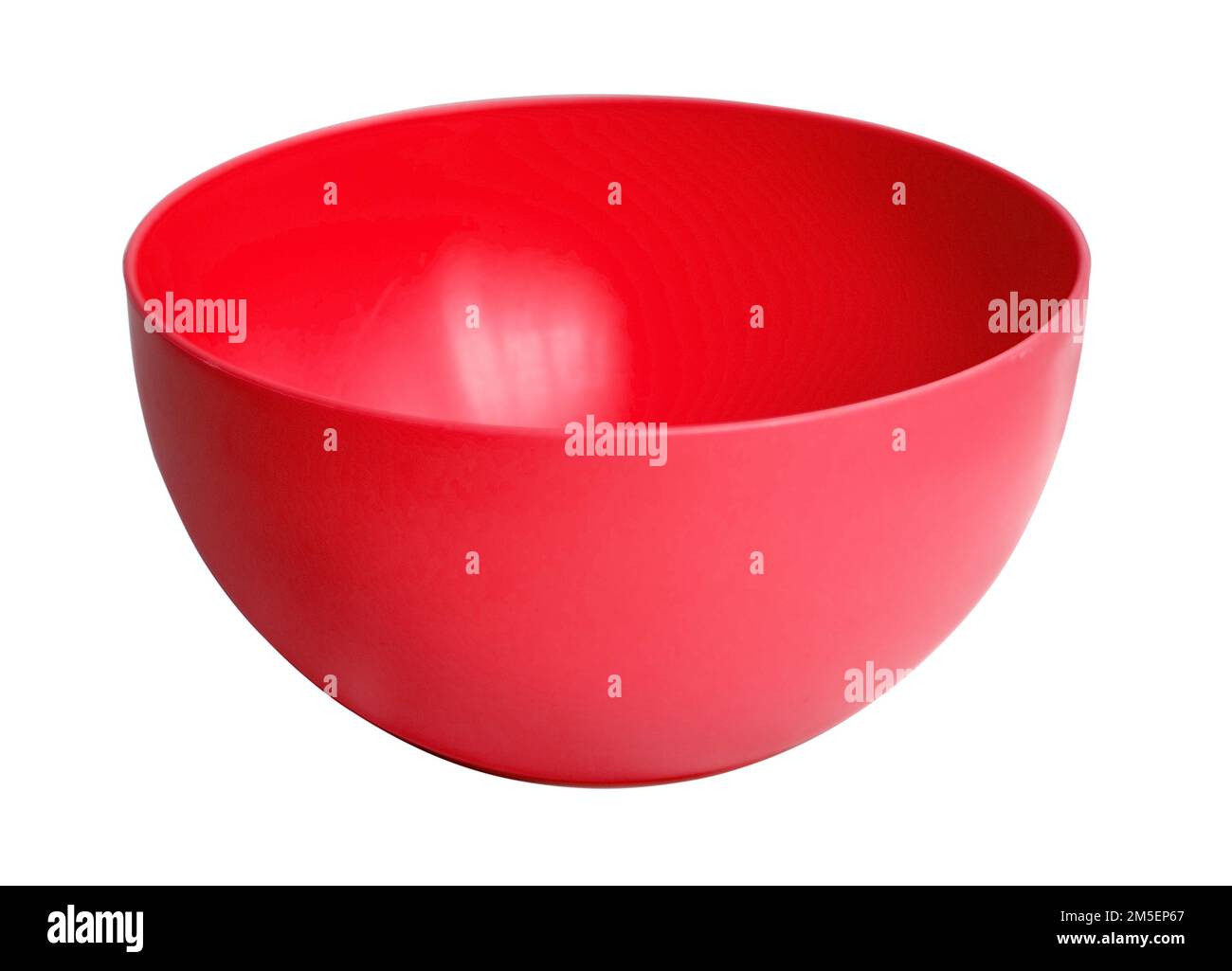 Empty red plastic bowl isolated on white with clipping path Stock Photo