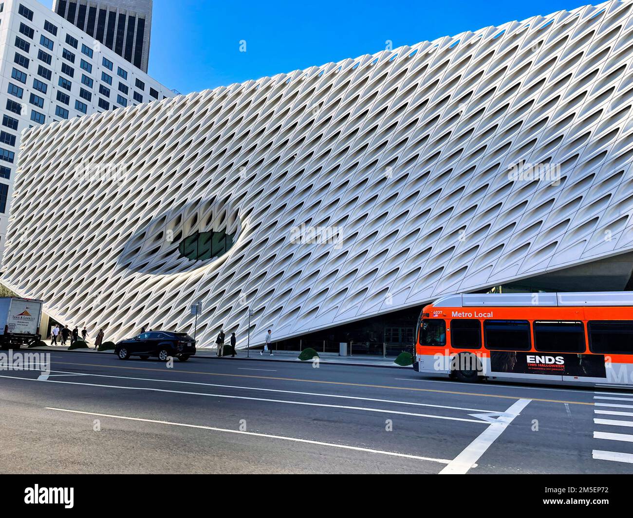 A daytime view of the art museum Broad at Los Angeles, United States ...