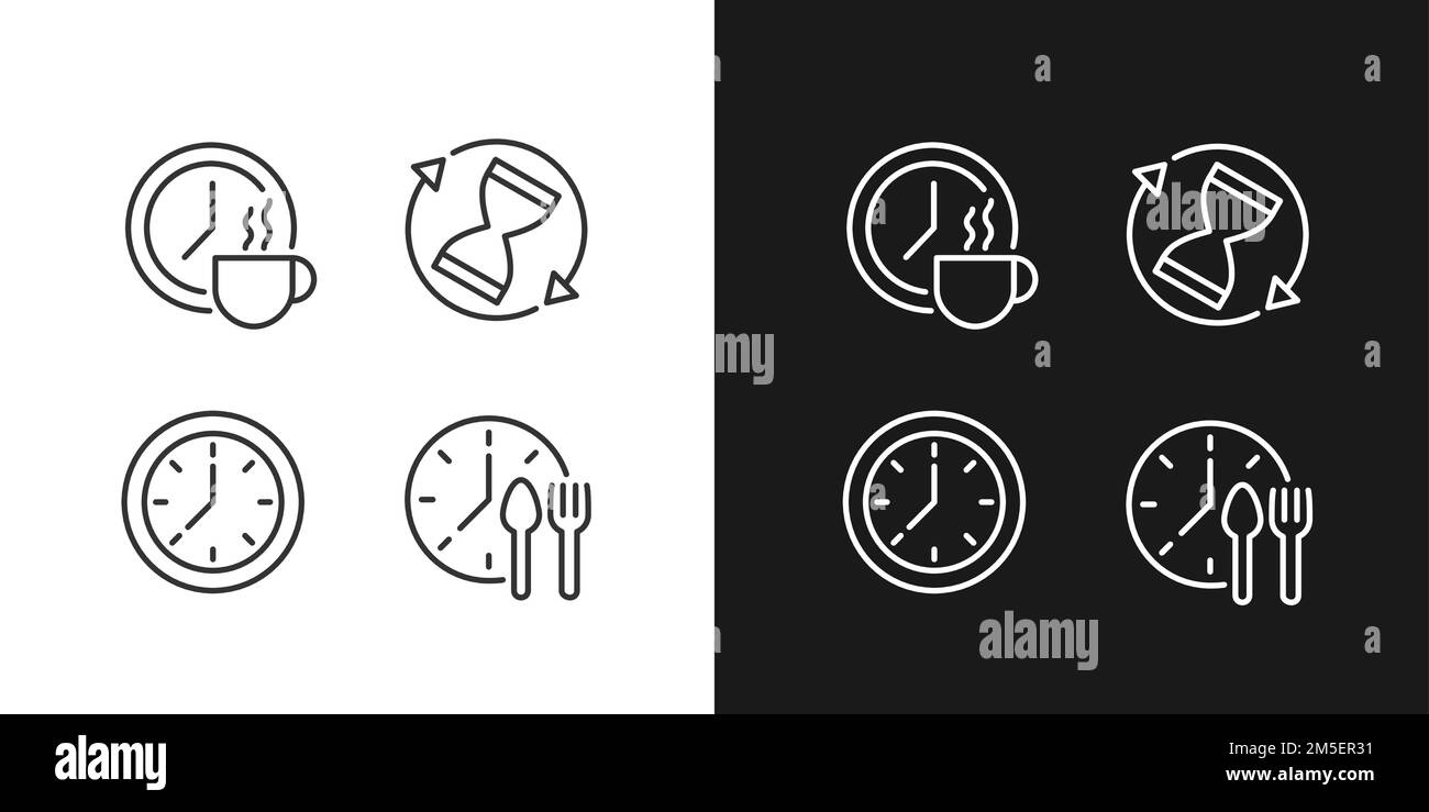 Managing time efficiently pixel perfect linear icons set for dark, light mode Stock Vector