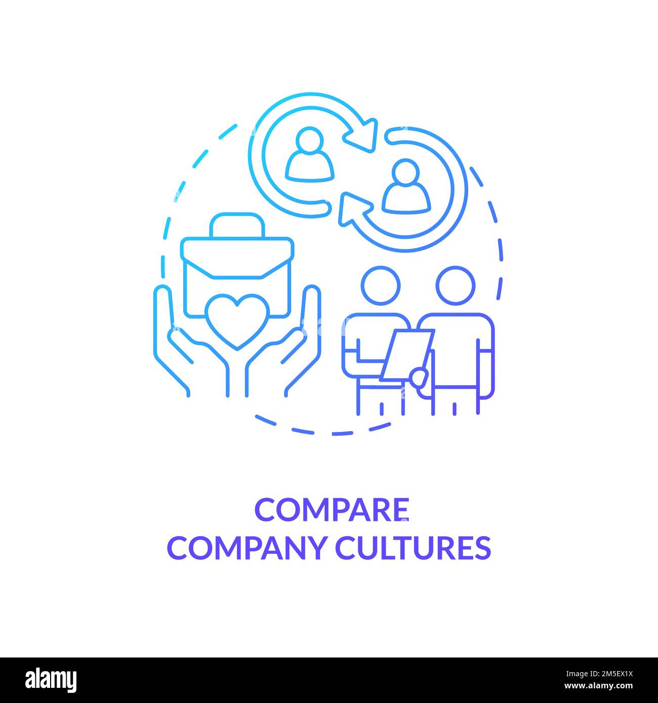 Compare company cultures blue gradient concept icon Stock Vector