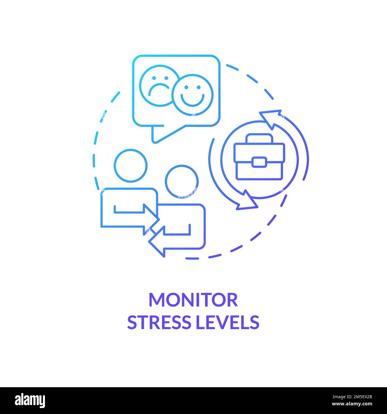 Monitor stress levels blue gradient concept icon Stock Vector Image ...