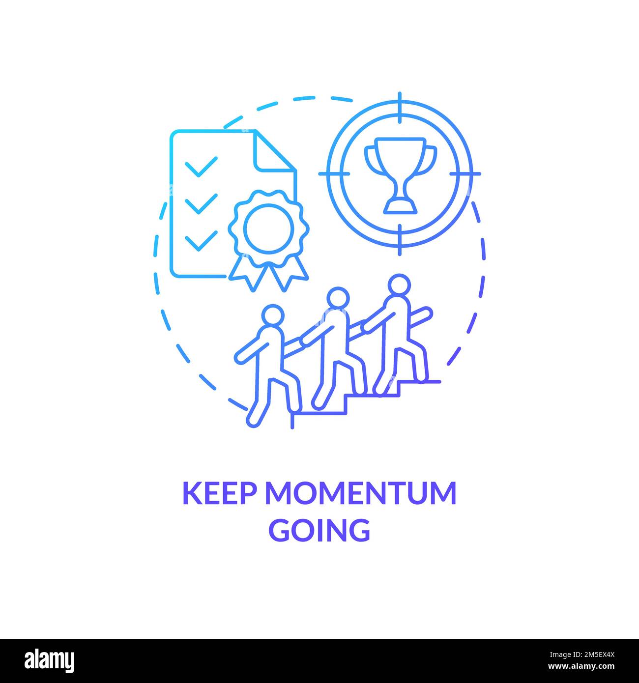 Keep momentum going blue gradient concept icon Stock Vector