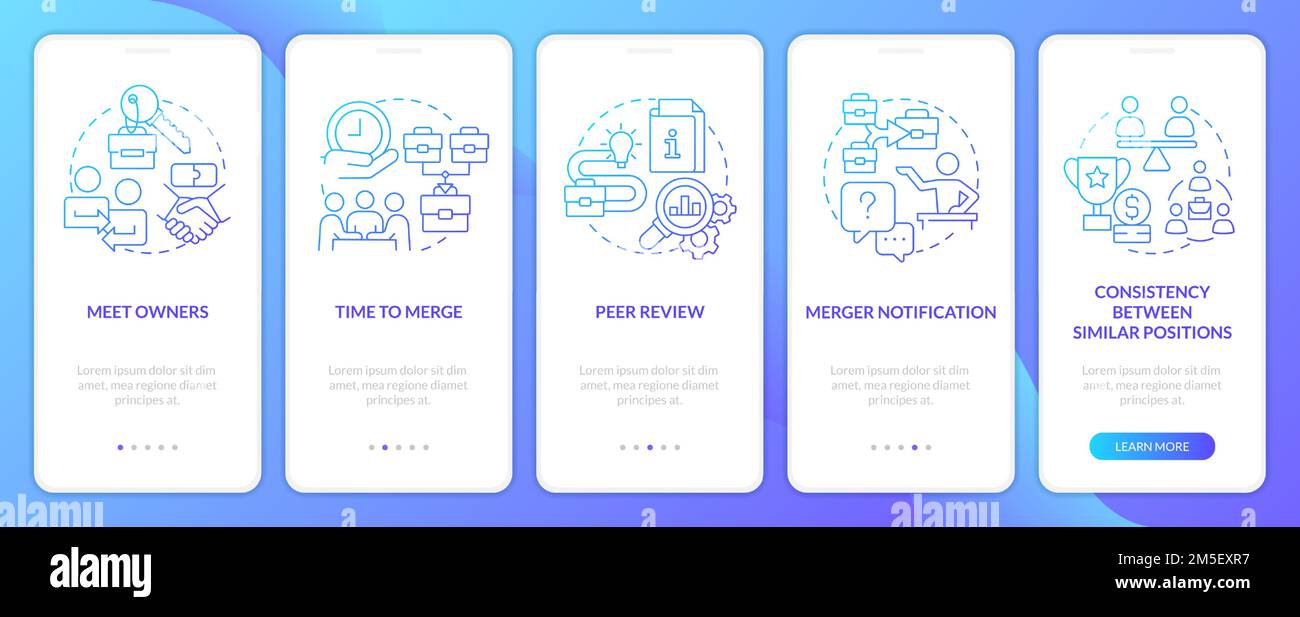 Managing through acquisition blue gradient onboarding mobile app screen ...