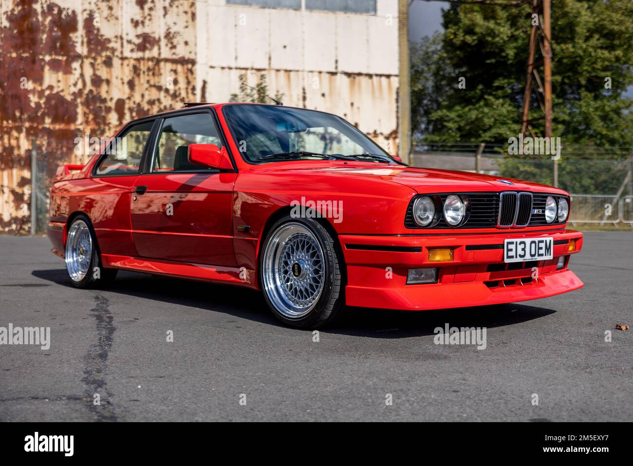 1991 BMW M3 ‘E13 OEM’ on display at the Bicester Heritage Scramble celebrating 50 years of BMW M motorsport division. Stock Photo