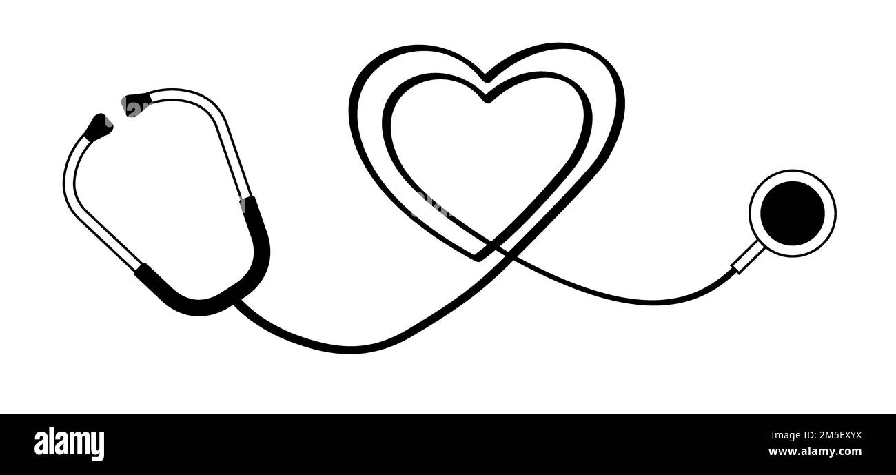 Stethoscope, heart icon. Doctor tool. Stethoscope cardio device