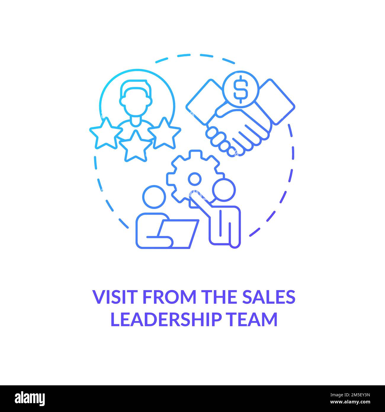 Sales leadership team visit blue gradient concept icon Stock Vector