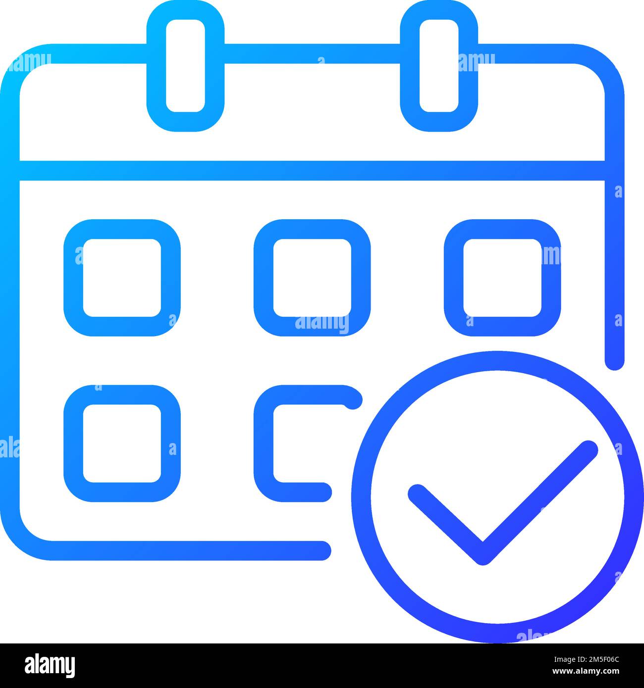 Calendar with check mark pixel perfect gradient linear vector icon Stock Vector