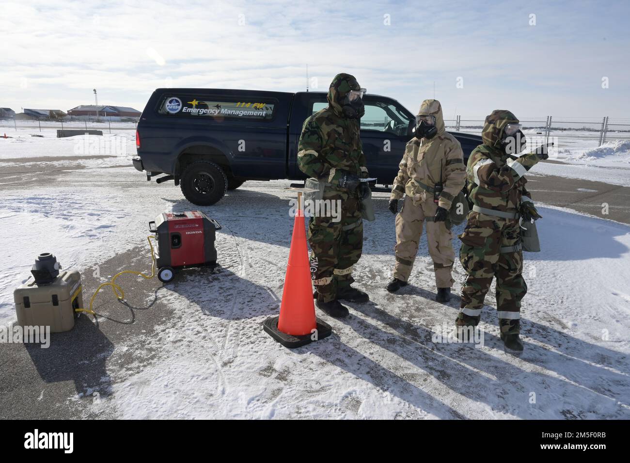 U.S. Air Force emergency management members from left to right Staff