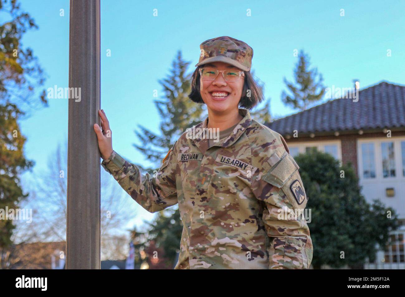 2nd Lt. Annie Beckman is a Signal Officer from Ann Arbor, Mich., assigned to Charlie Company, 46th Aviation Support Battalion, 16th Combat Aviation Brigade at Joint Base Lewis-McChord, Wash. Stock Photo