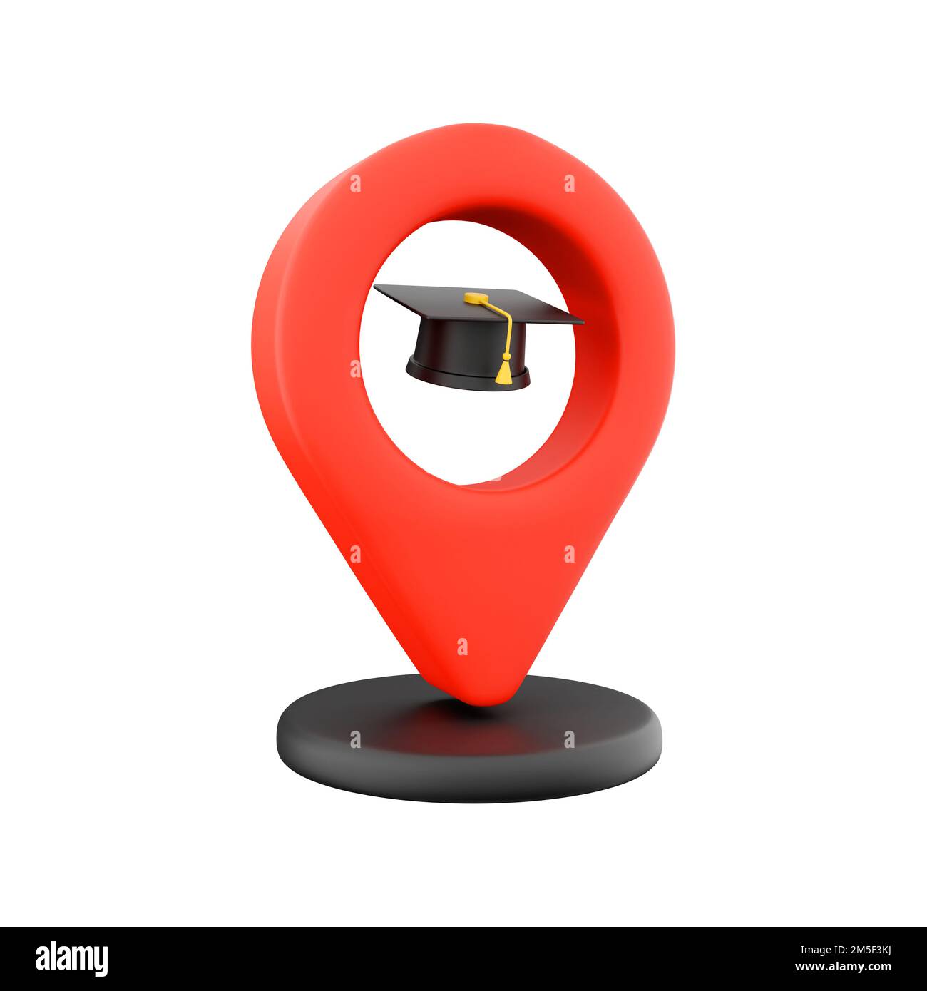 3D rendering Map pointer with education cap. 3D rendering isolated on ...