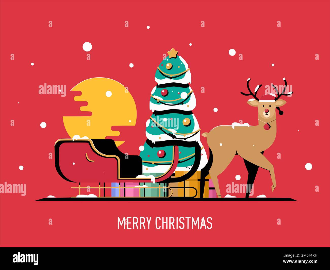 Merry Christmas and Happy New Year Christmas Celebration Postcard Website illustration Stock Photo