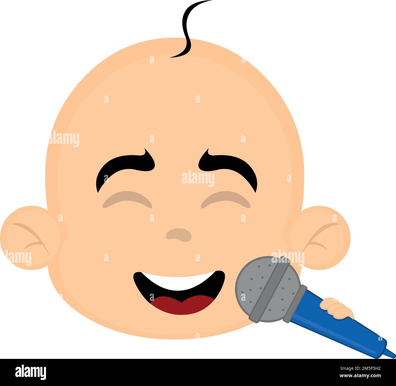 vector illustration of the face of a baby cartoon singing with a