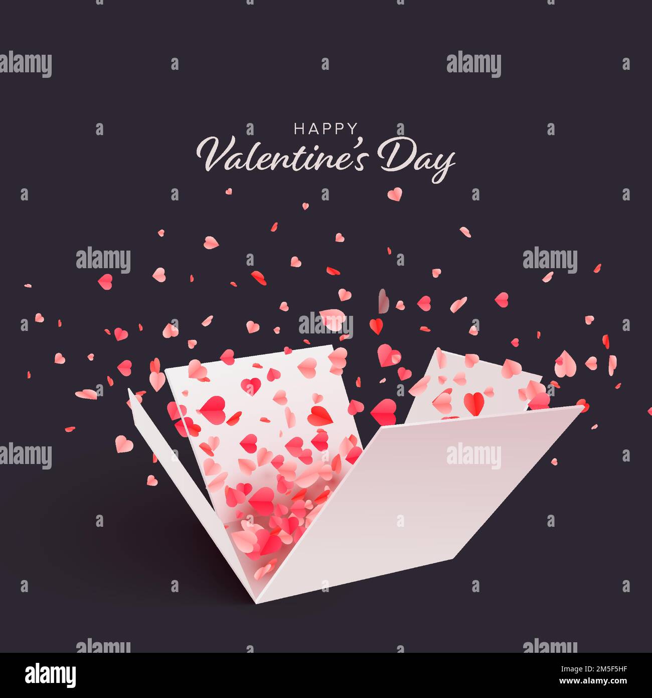 Valentine's day Background with Open Gift Box and Hearts Confetti ...